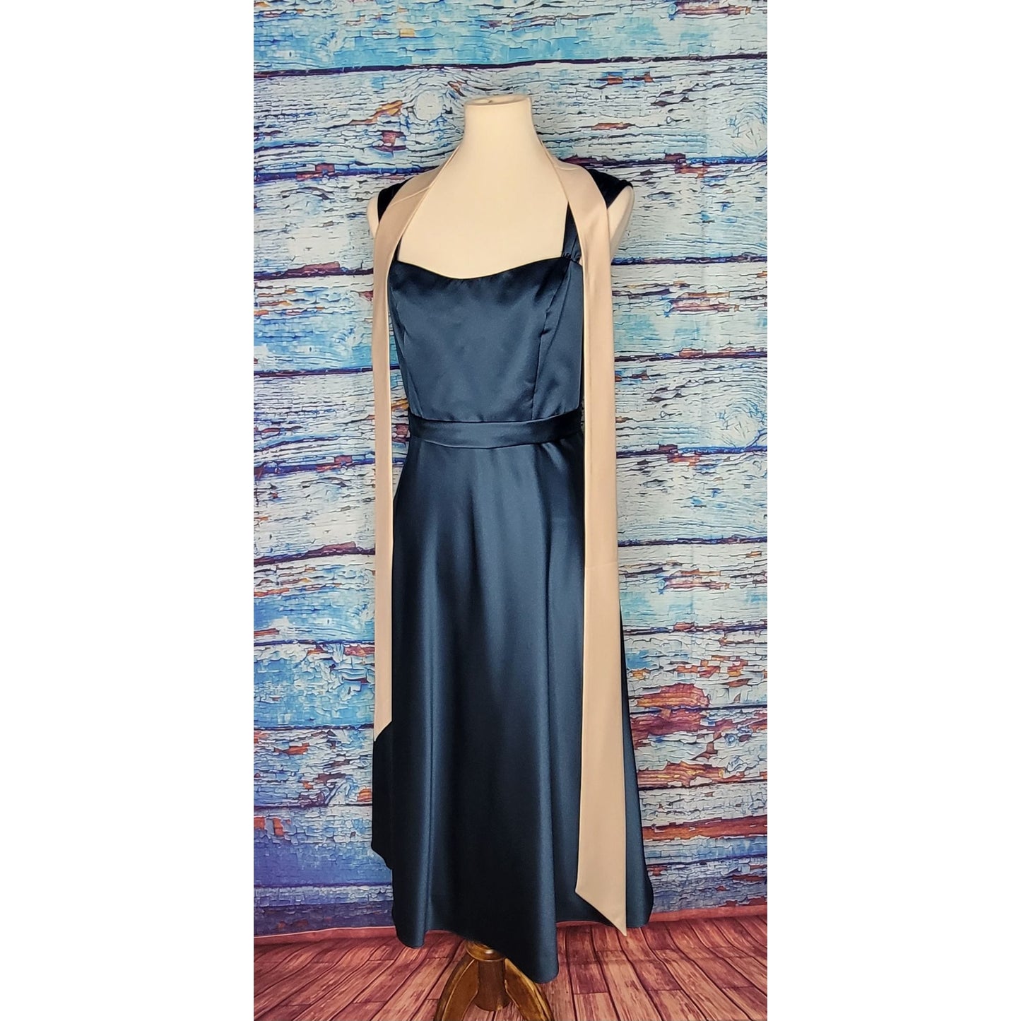 David's bridal Prom/Bridal Satiny Deep Blue Dress