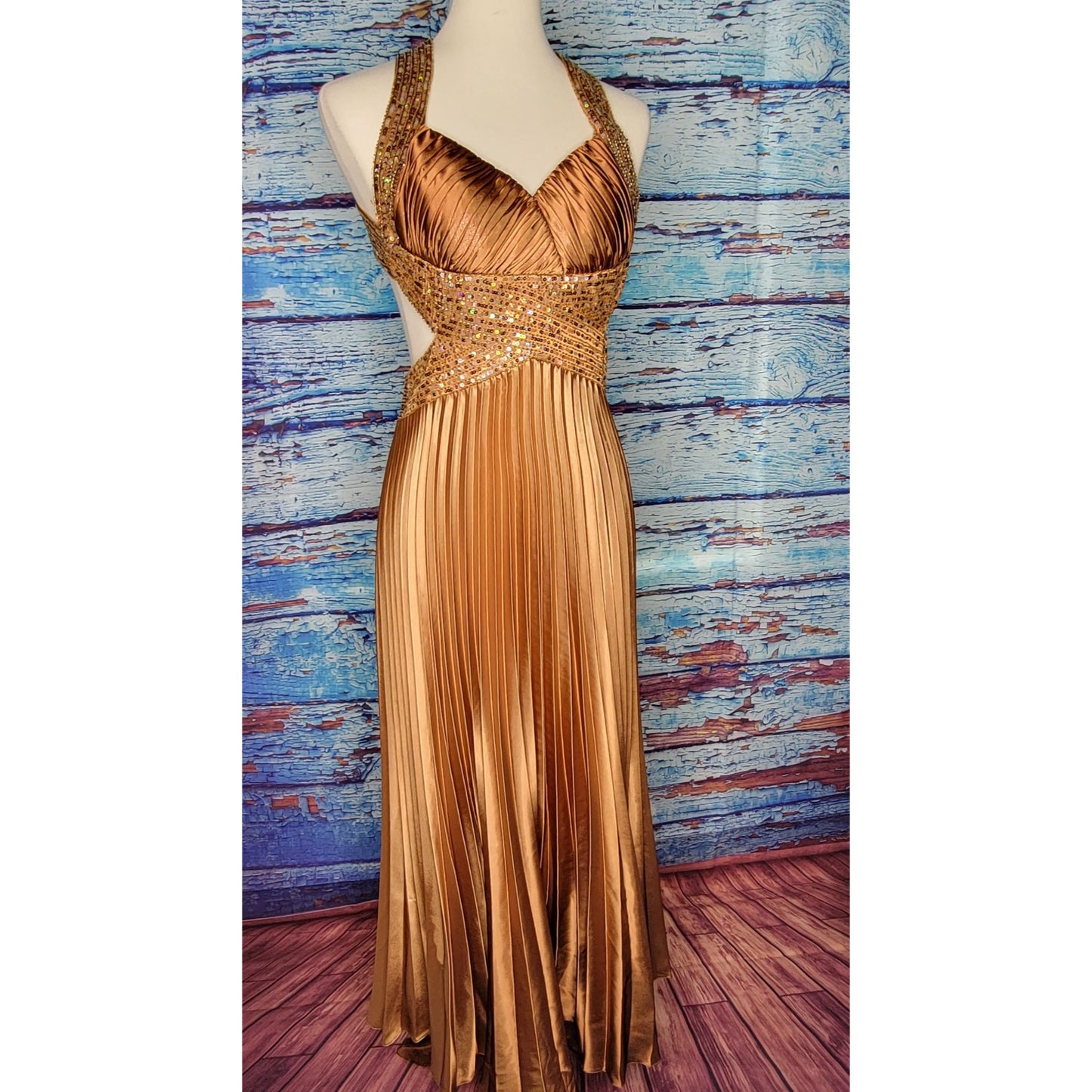 Beautiful Golden Sparkly Sequin Prom/Bridesmaid Dress