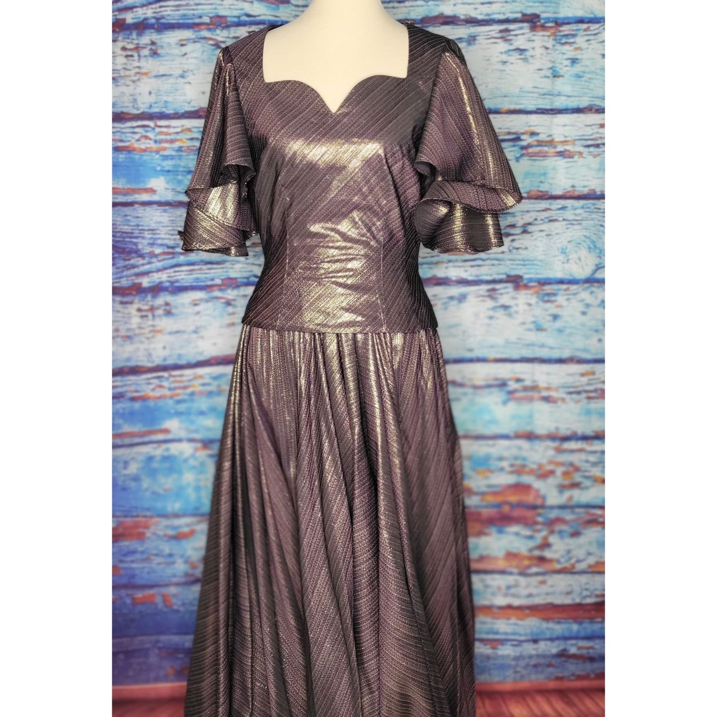 Beautiful Purple & Metallic Threaded Evening Gown by The Marilyn Johnson