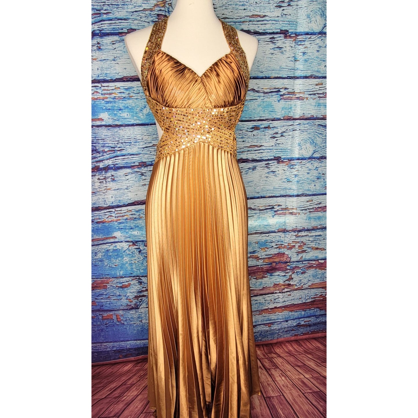 Beautiful Golden Sparkly Sequin Prom/Bridesmaid Dress