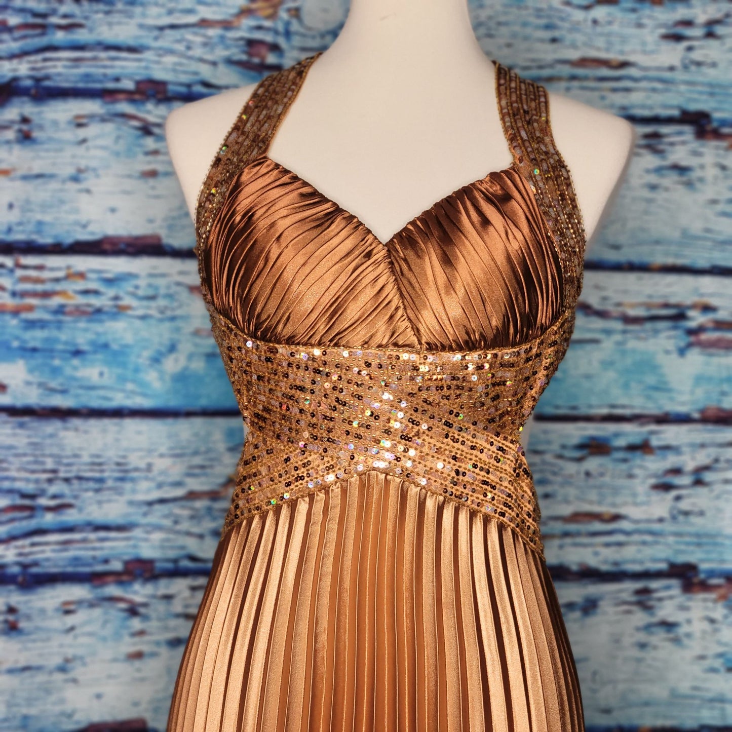 Beautiful Golden Sparkly Sequin Prom/Bridesmaid Dress