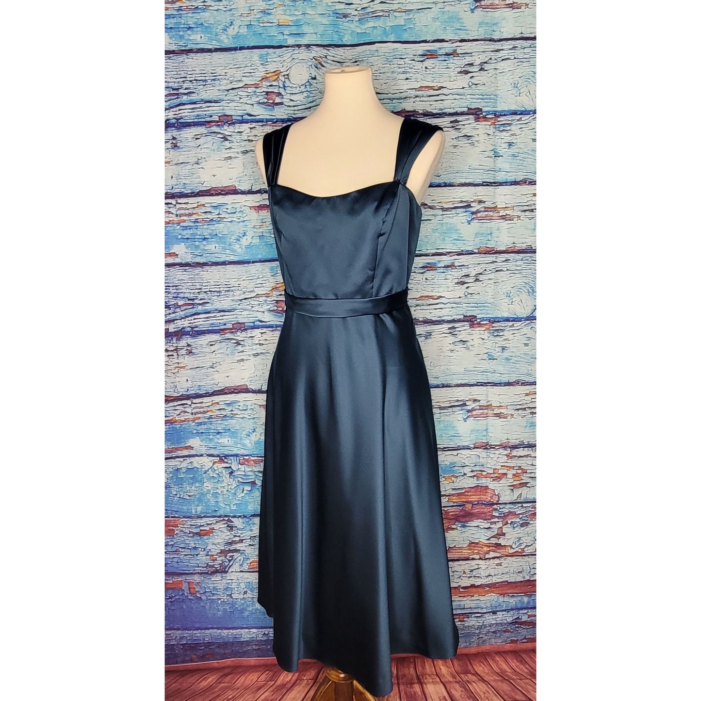 David's bridal Prom/Bridal Satiny Deep Blue Dress