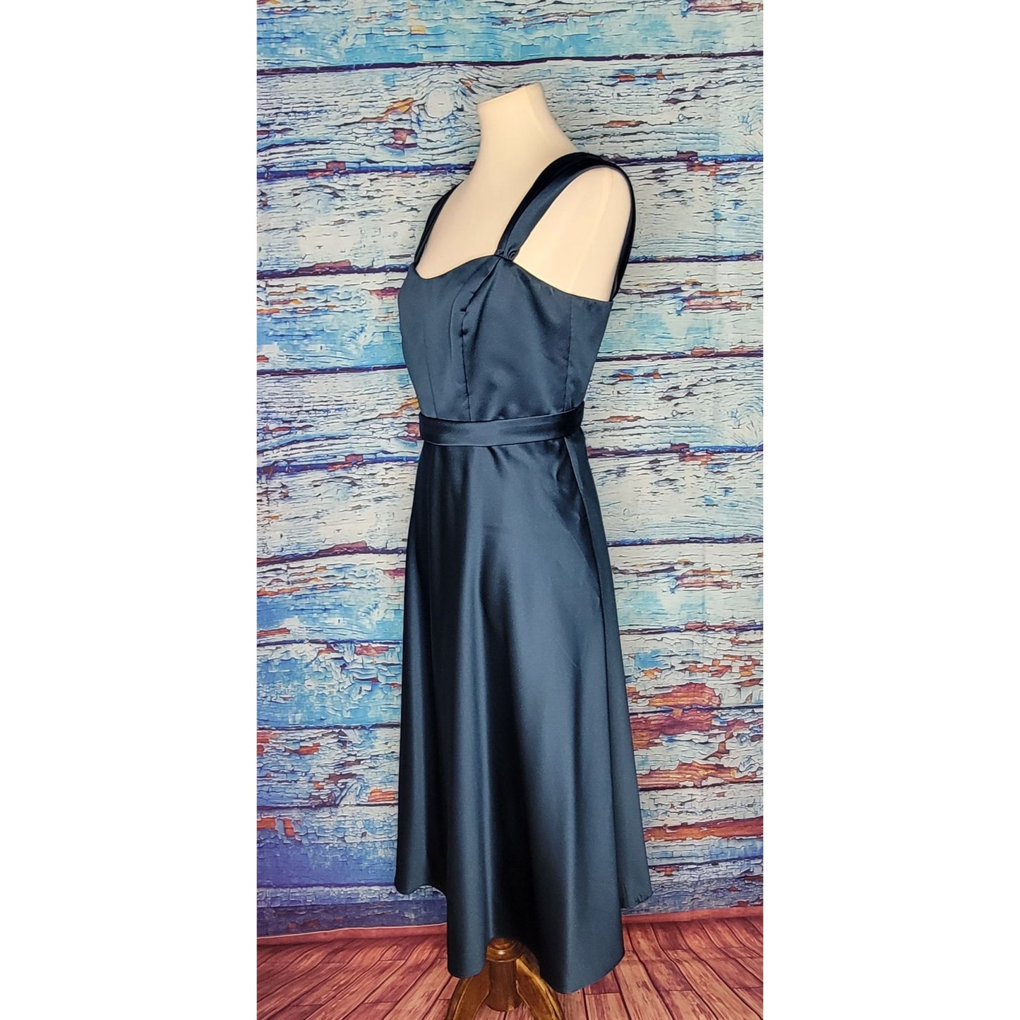 David's bridal Prom/Bridal Satiny Deep Blue Dress