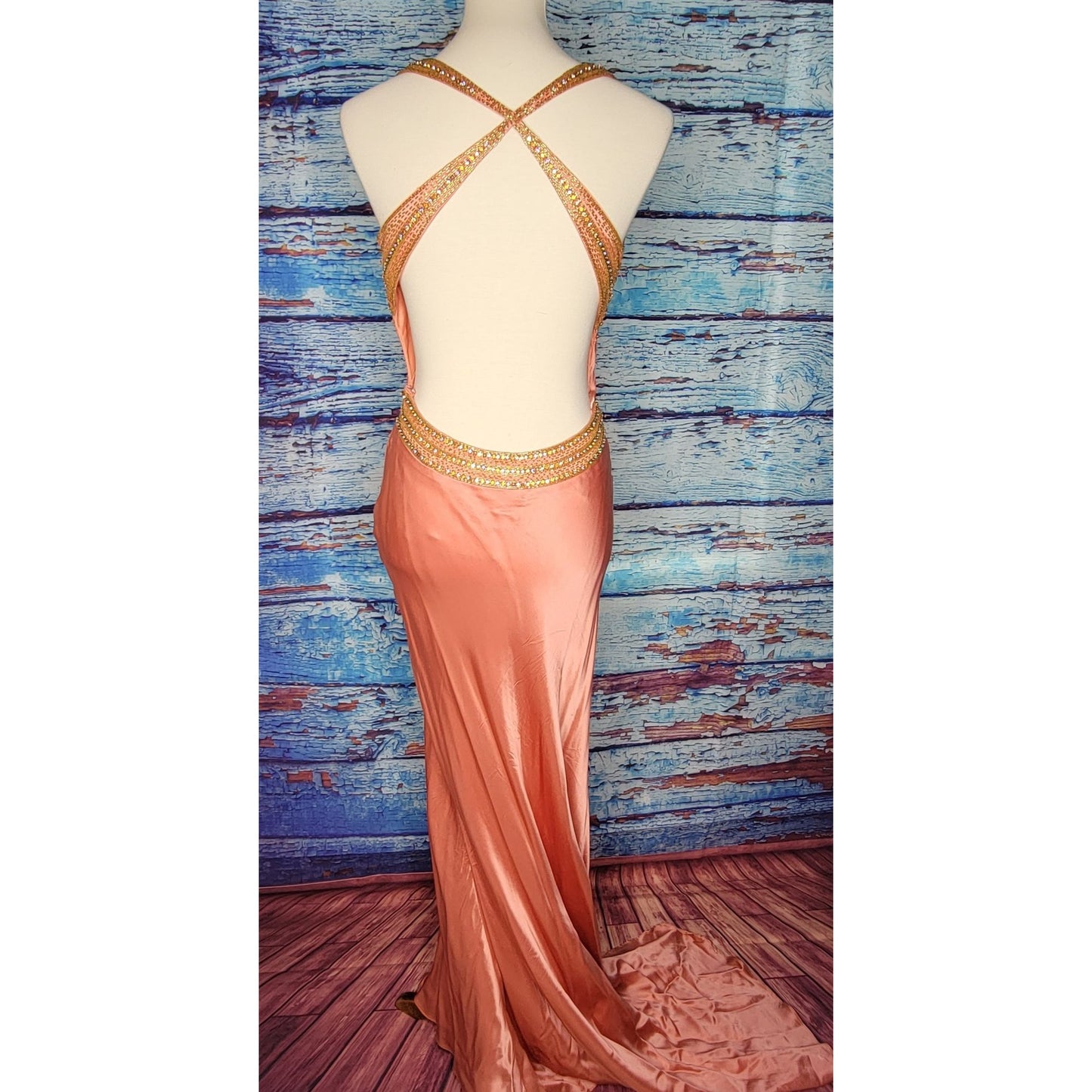 STUNNING!! 100% Silk Beaded Elegant Prom/Bridesmaid Dress