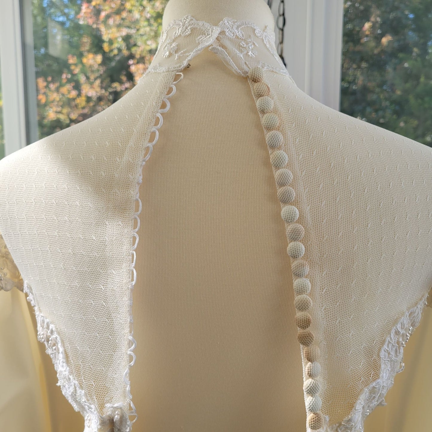 Fantastic Vintage Lace, Satin, Buttons, and puffy sleeves