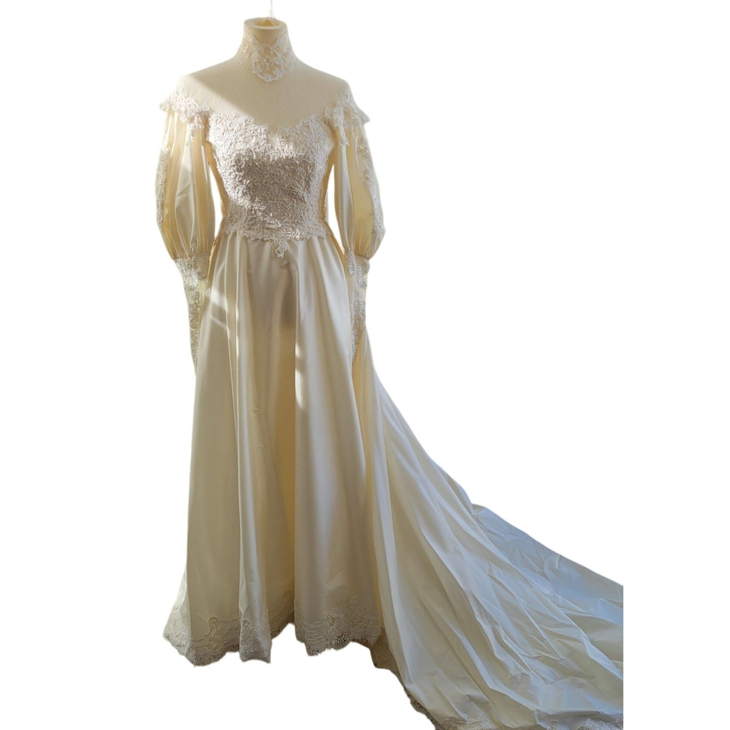 Fantastic Vintage Lace, Satin, Buttons, and puffy sleeves