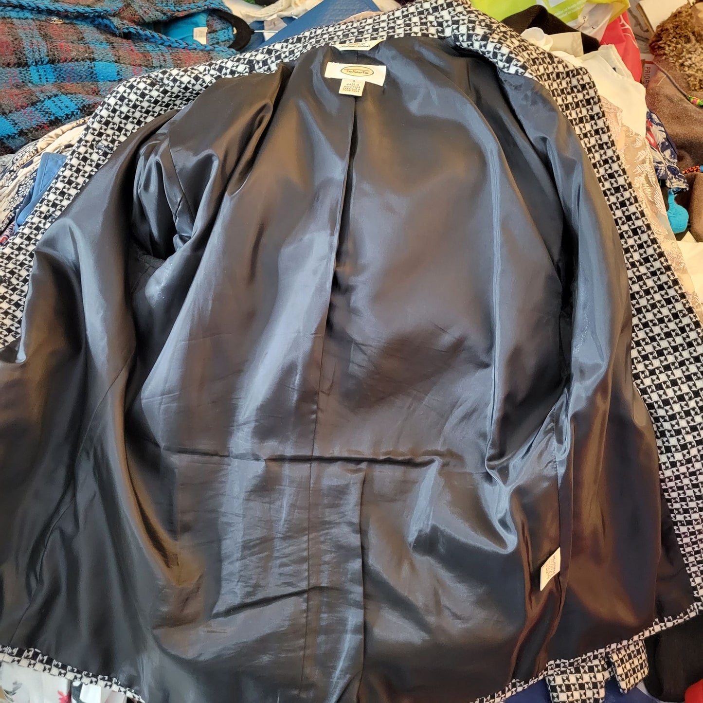 Talbots B&W Wool Button Up Blazer