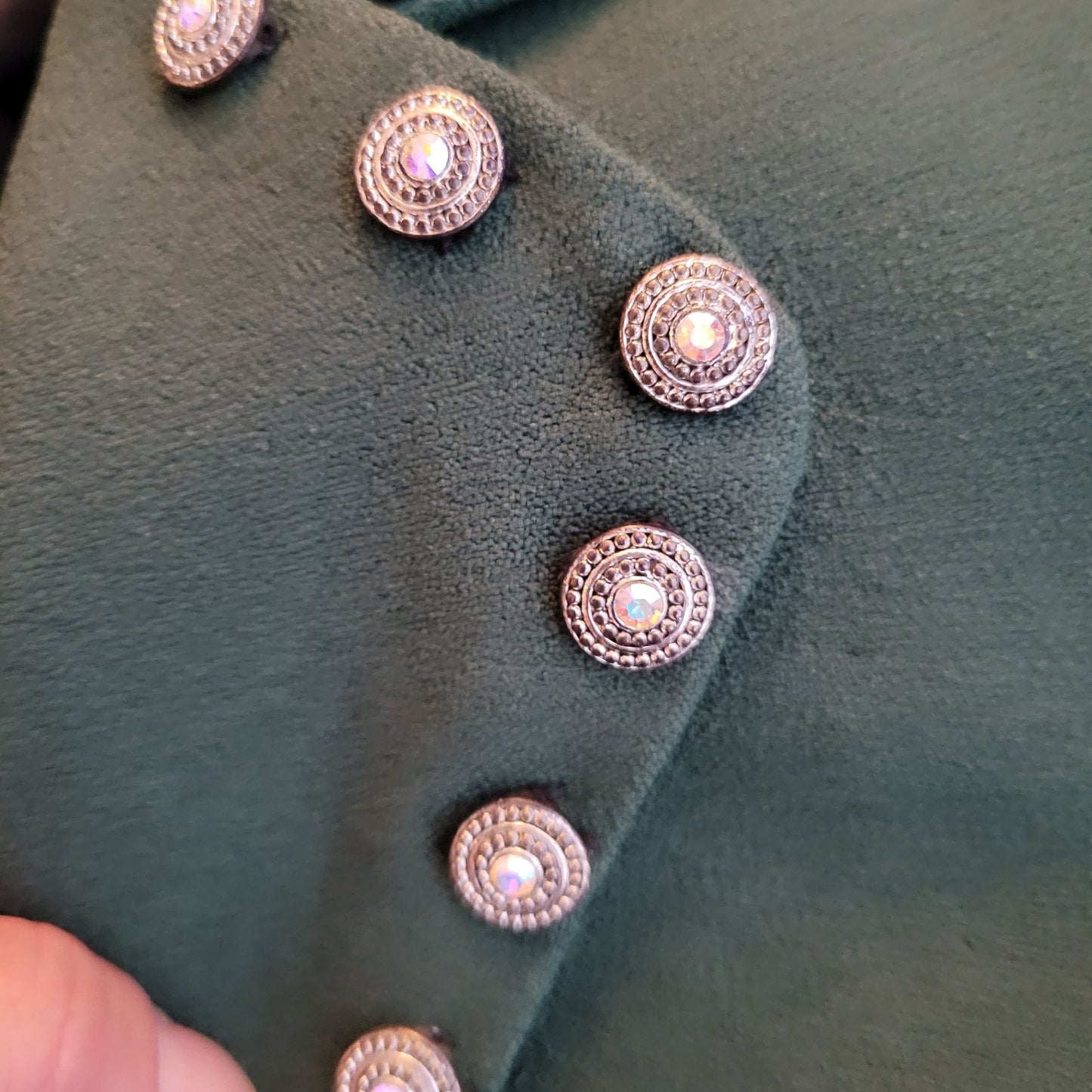 VTG Beautiful Green Blazer with Detailed Buttons and Velour