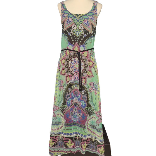 Green Dragon Floral/Abstract Boho Maxi Dress Size SM