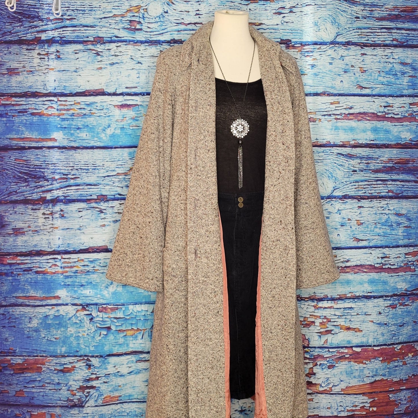 Light Brown Long Tweed Winter Coat