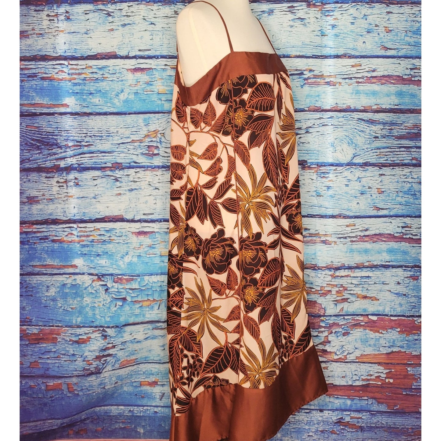 Pretty Tan Foliage Design DKNY Dress