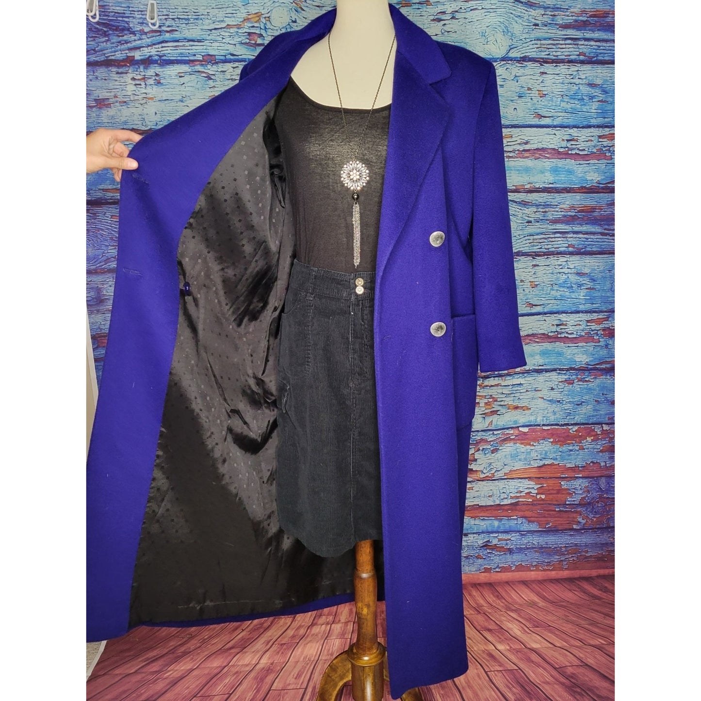VTG Royal Blue Long Wool Coat by Charter Club