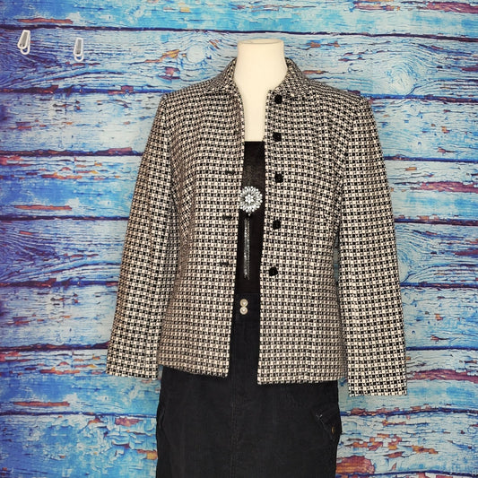 Talbots B&W Wool Button Up Blazer