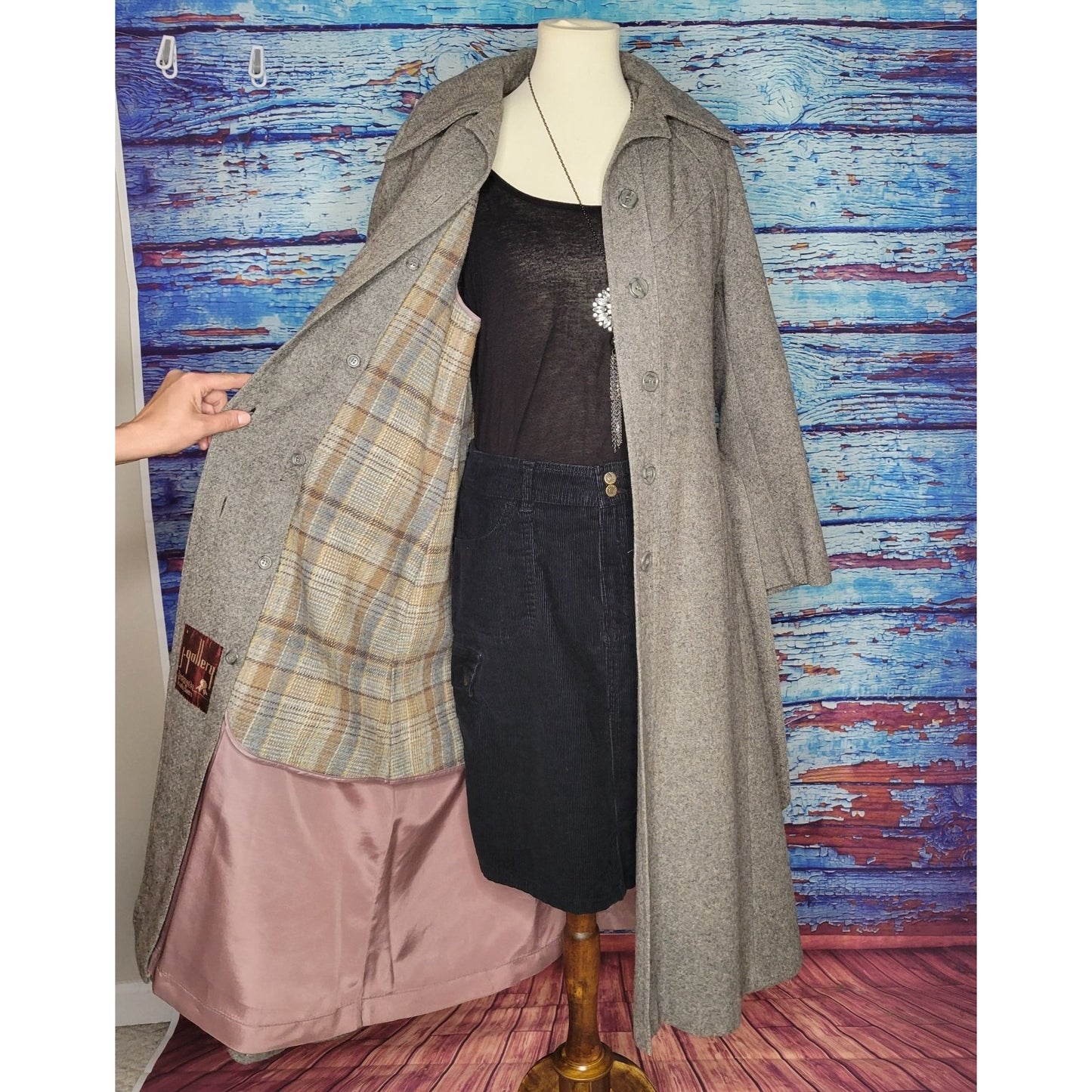 VTG Tan Tweed Coat w/ Removable Liner and Hood