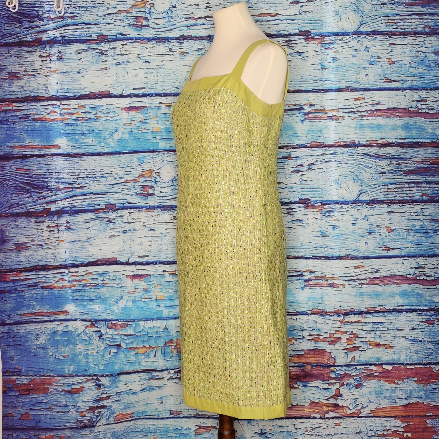 VTG Green Tweed Sleeveless Dress by Carlisle