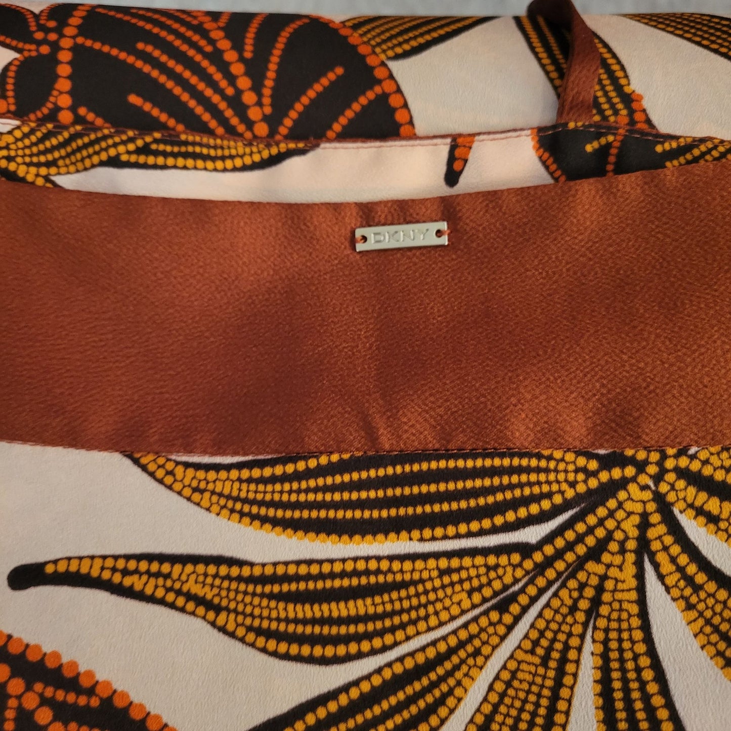 Pretty Tan Foliage Design DKNY Dress