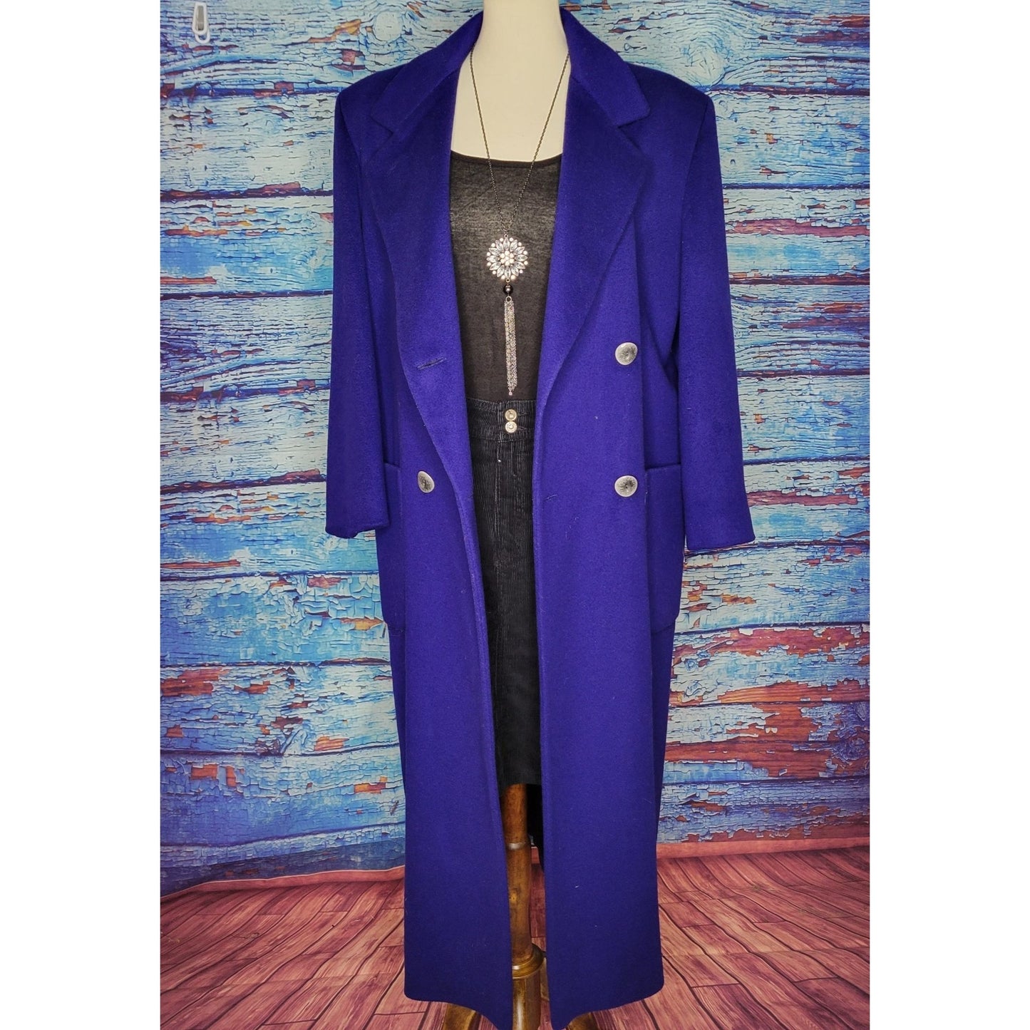 VTG Royal Blue Long Wool Coat by Charter Club