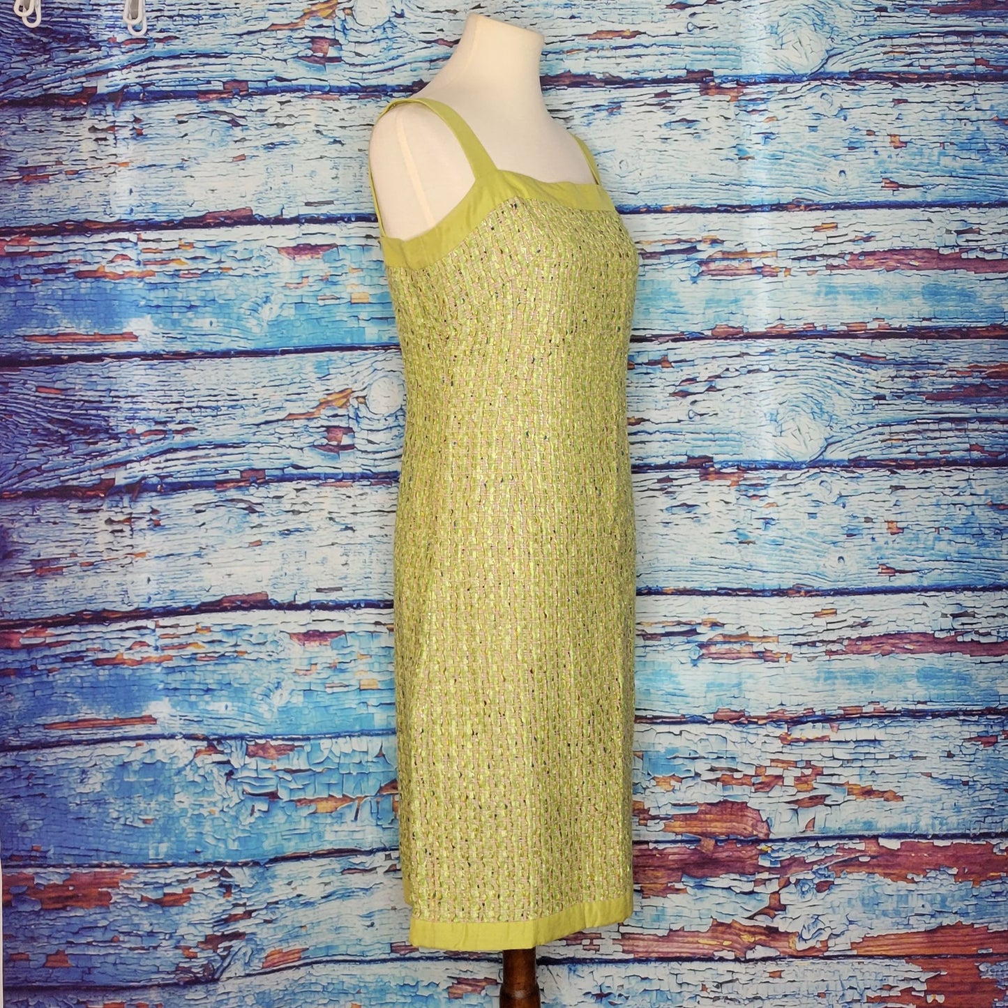 VTG Green Tweed Sleeveless Dress by Carlisle