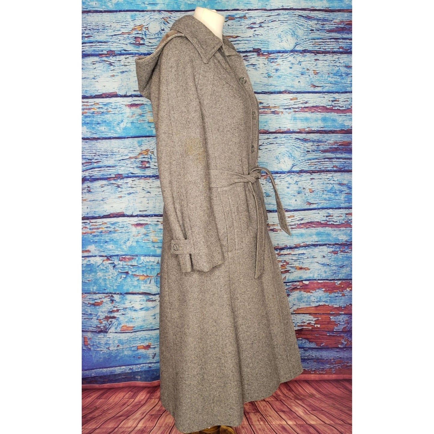 VTG Tan Tweed Coat w/ Removable Liner and Hood