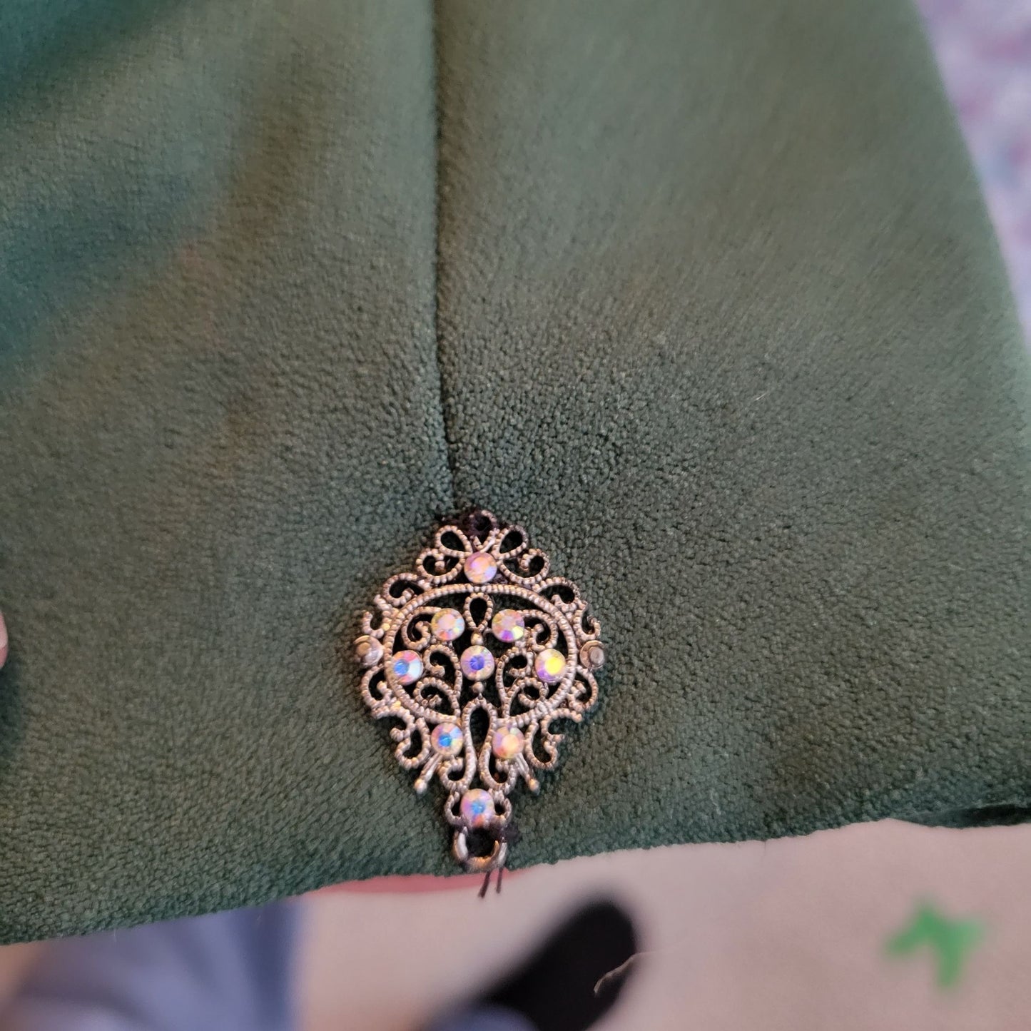 VTG Beautiful Green Blazer with Detailed Buttons and Velour