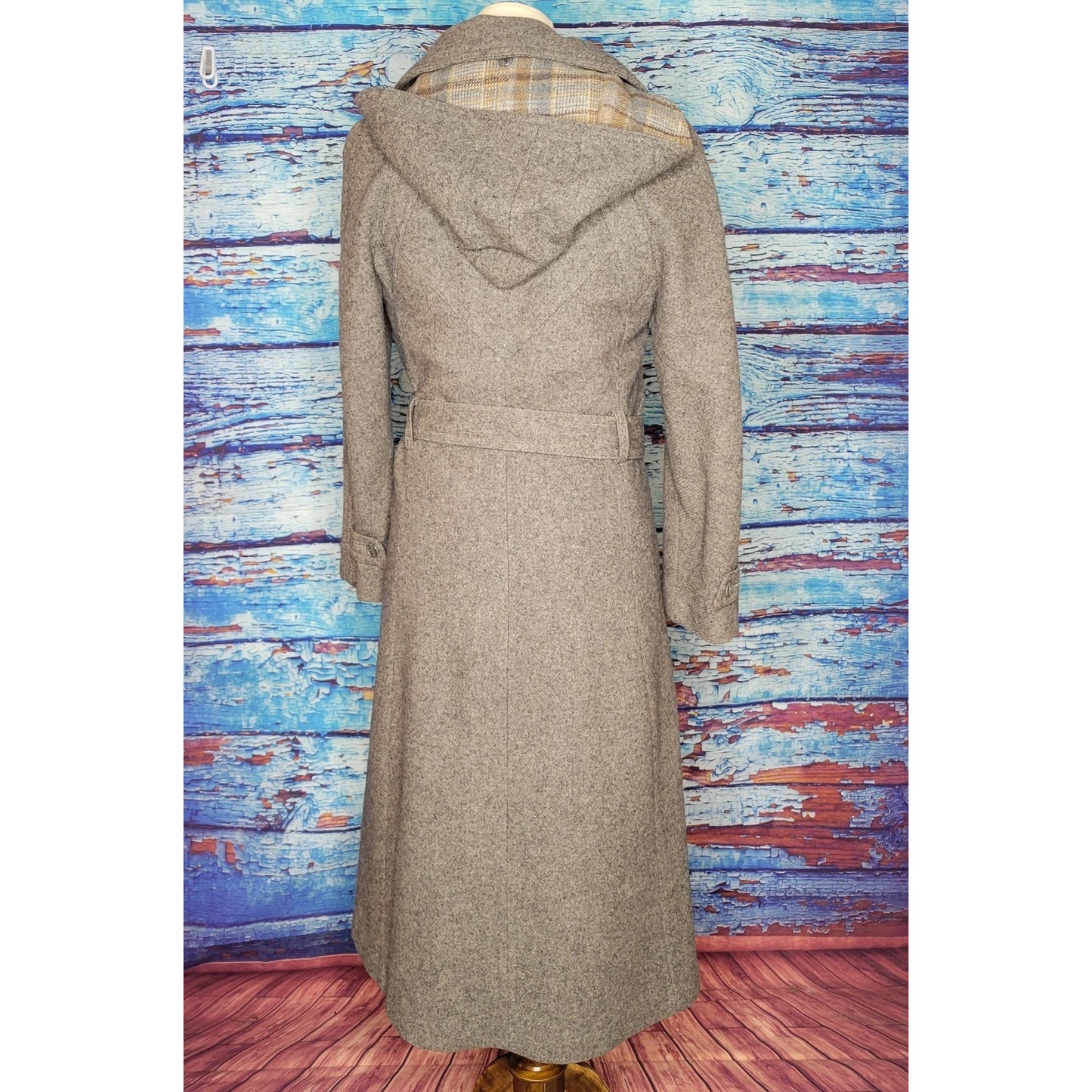 VTG Tan Tweed Coat w/ Removable Liner and Hood