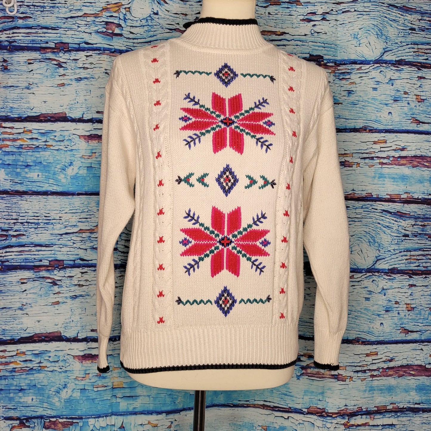 Vintage 80's 90's Handloomed & Embroidered Sweater by HKA Designs