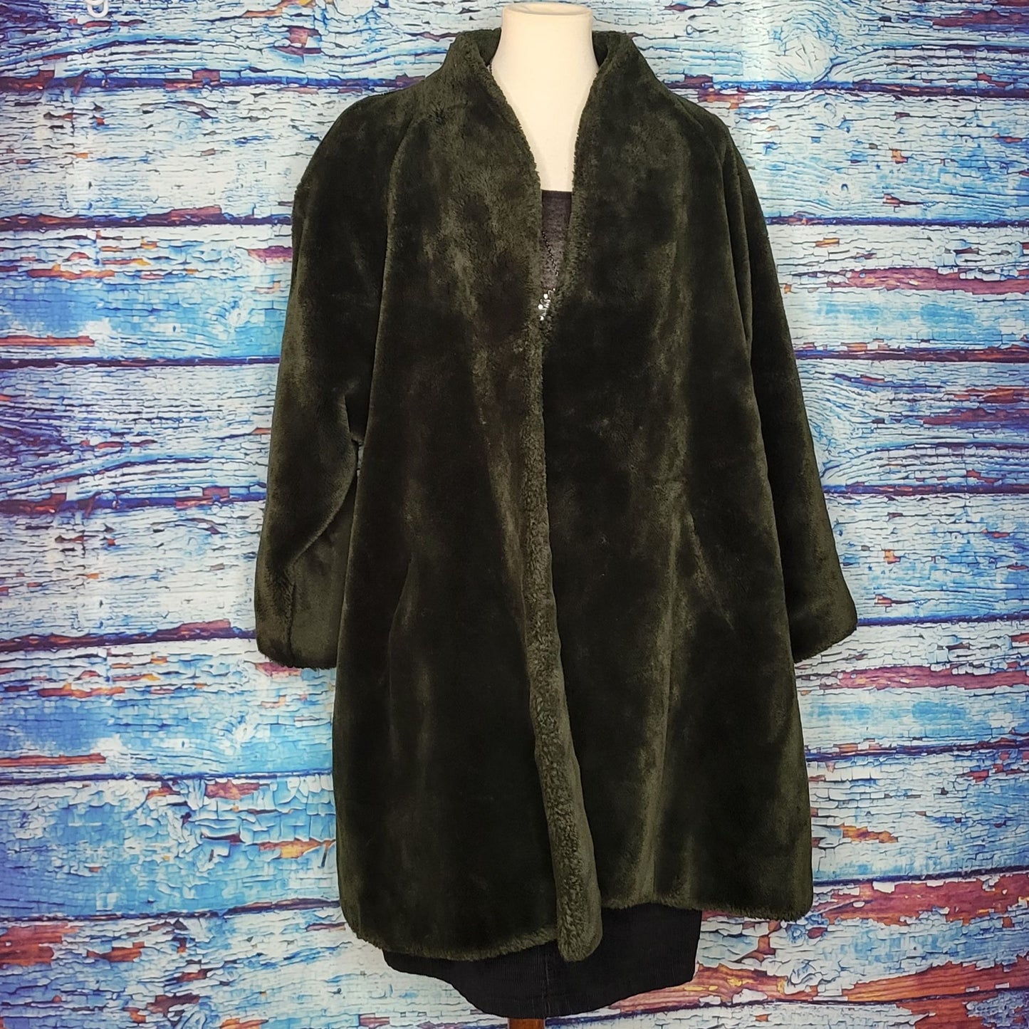 VTG Deep Green Faux Fur Winter Coat