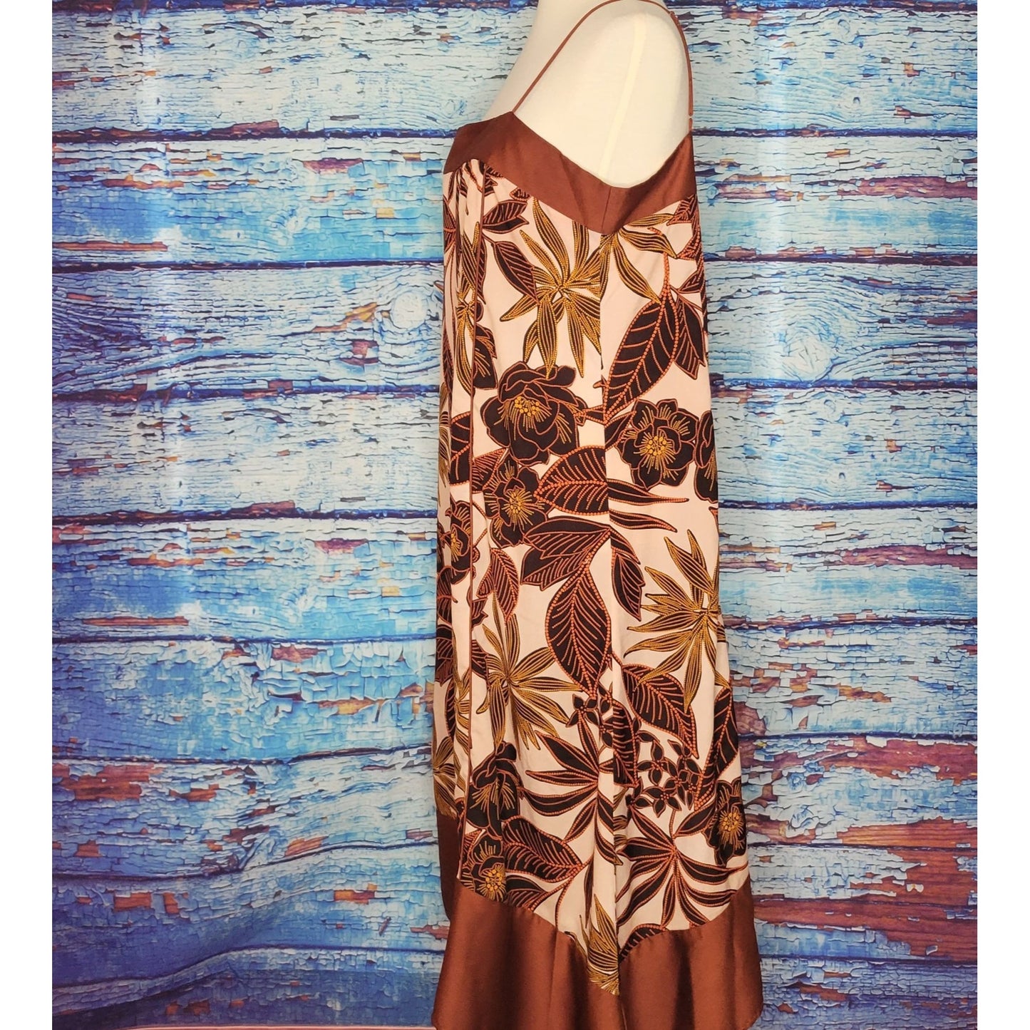 Pretty Tan Foliage Design DKNY Dress