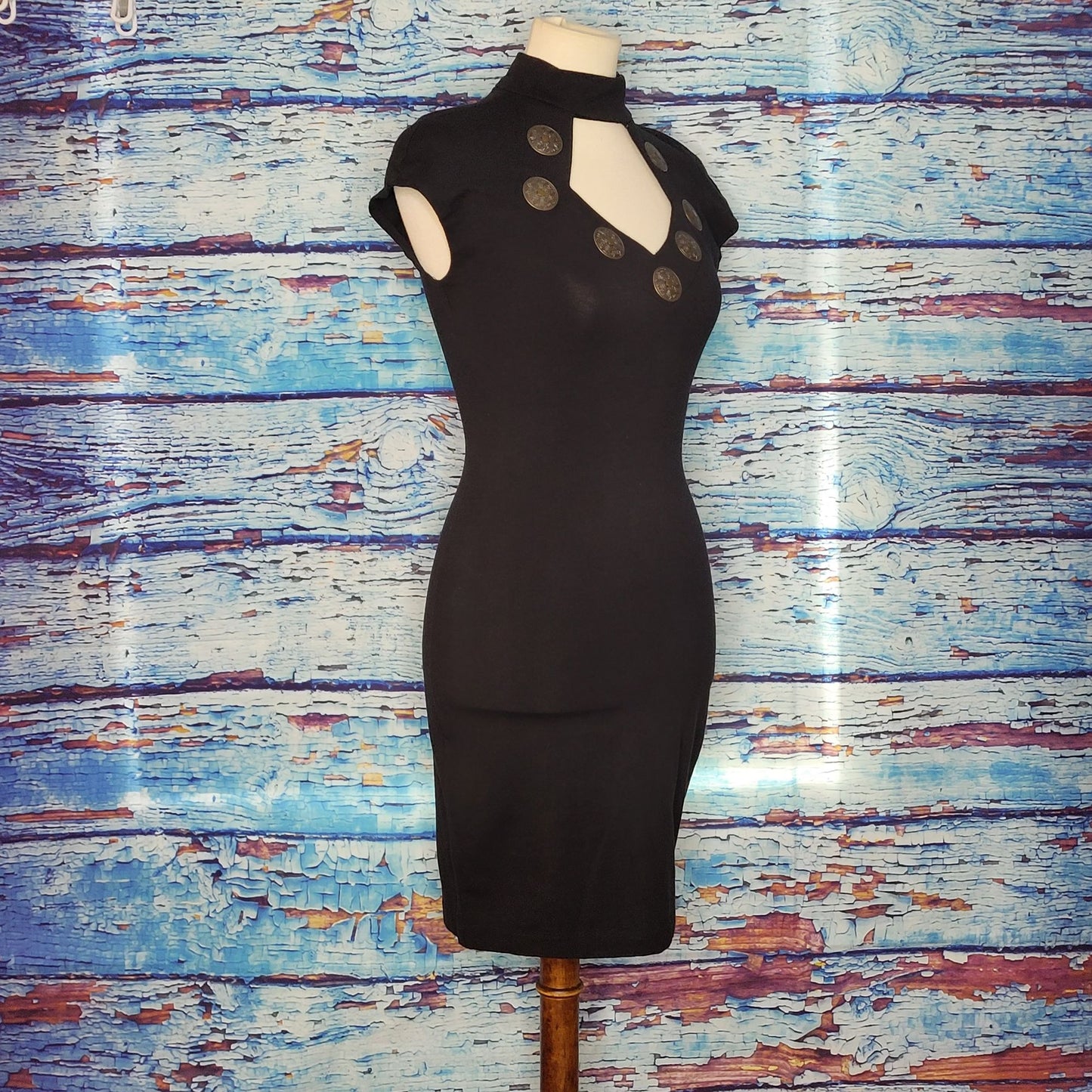 VTG 90's Black Sheath Dress w/ Cutout Chest
