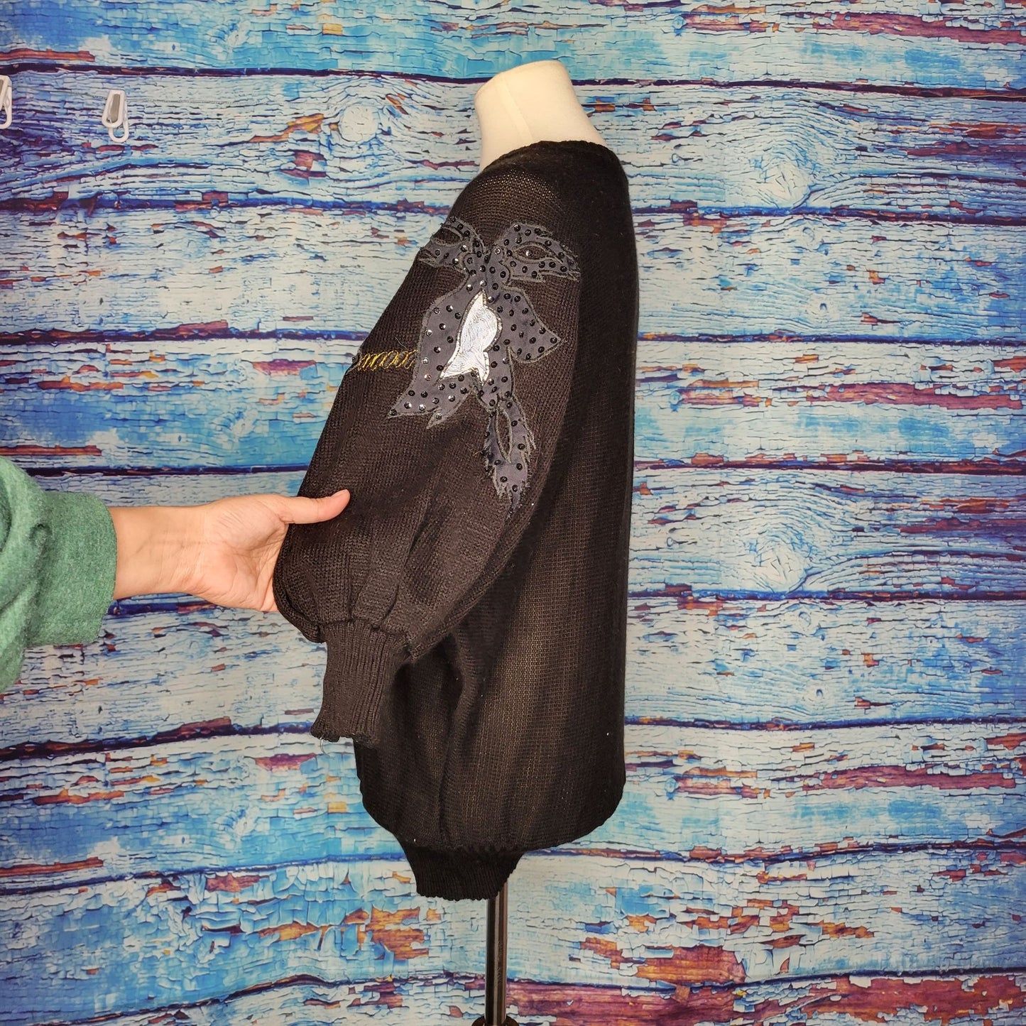 Vintage 80's/90's Black Sweater w/ Sequin Embellishments