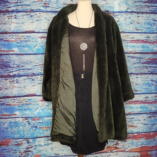 VTG Deep Green Faux Fur Winter Coat