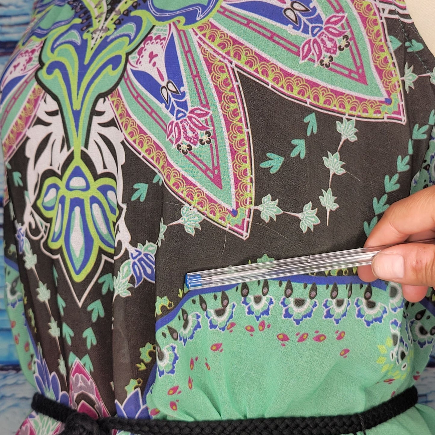 Green Dragon Floral/Abstract Boho Maxi Dress Size SM