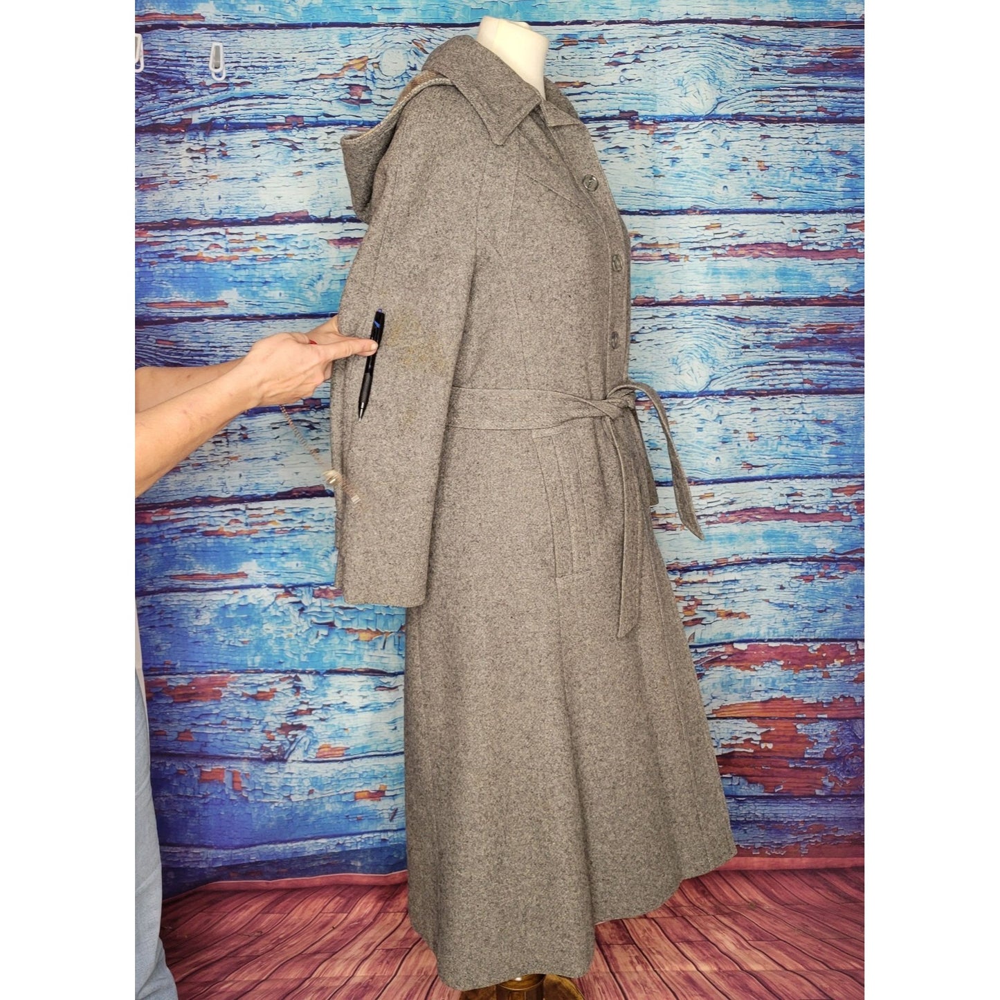 VTG Tan Tweed Coat w/ Removable Liner and Hood
