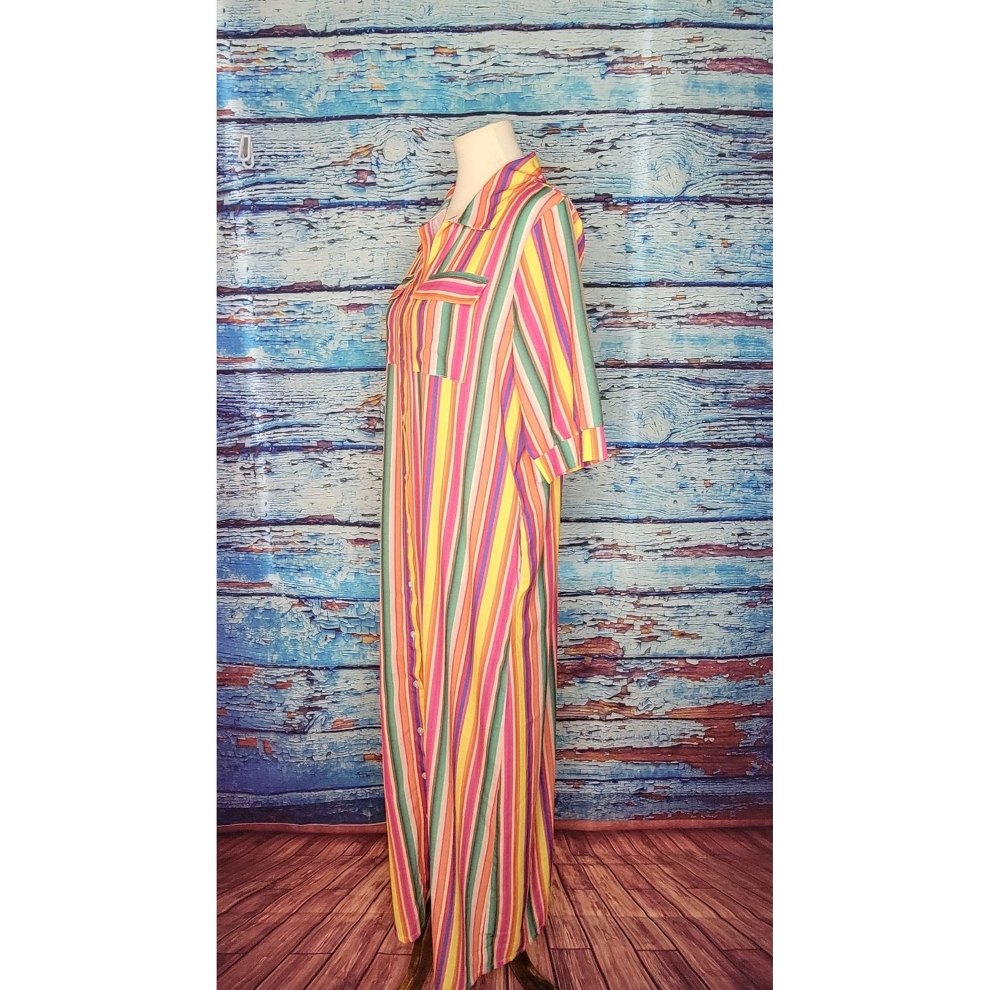 Fun Rainbow Button Down Dress