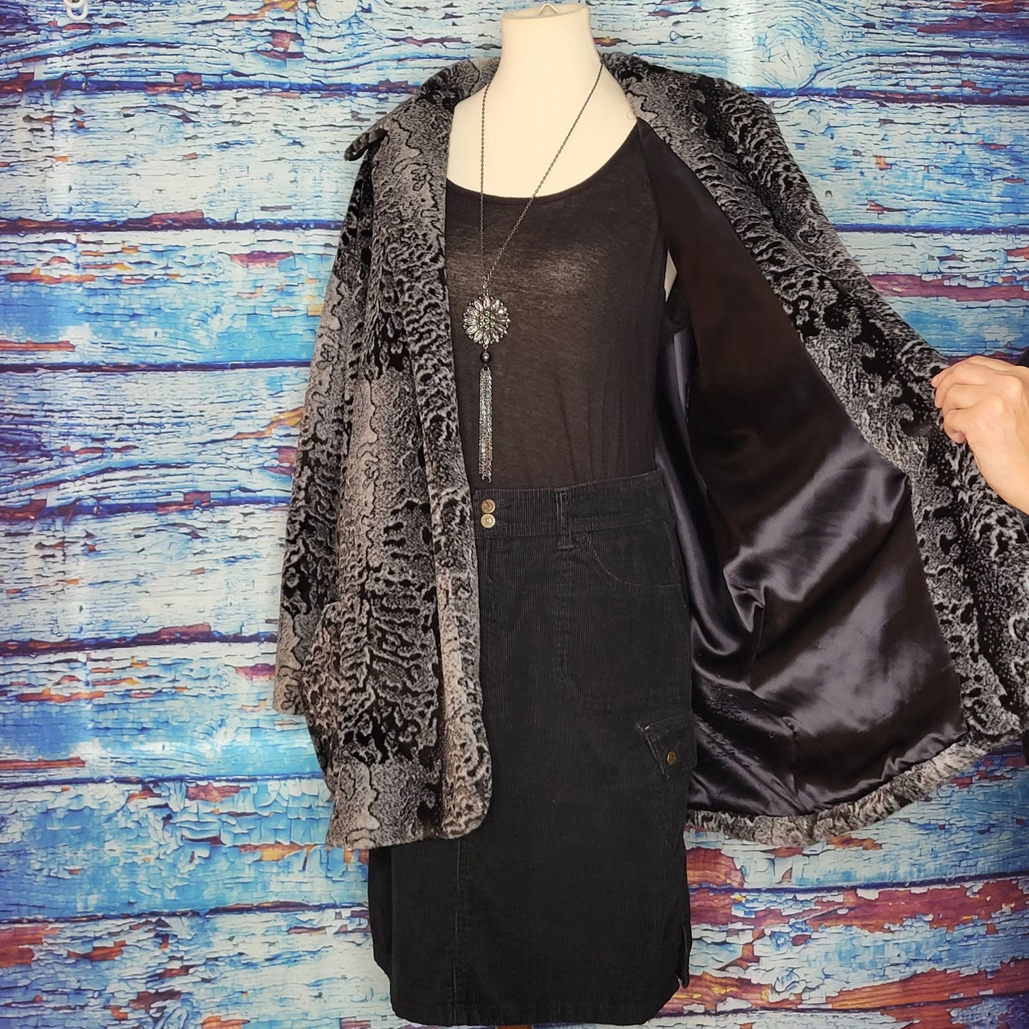 VTG Faux Fur Animal Print Winter Coat