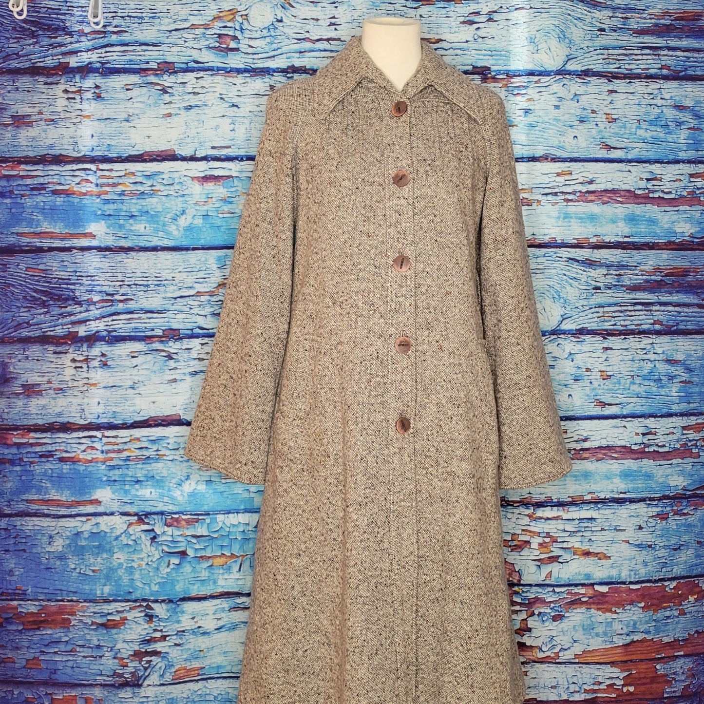 Light Brown Long Tweed Winter Coat