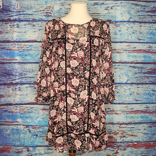 Pretty Pink Floral Polyester Dress