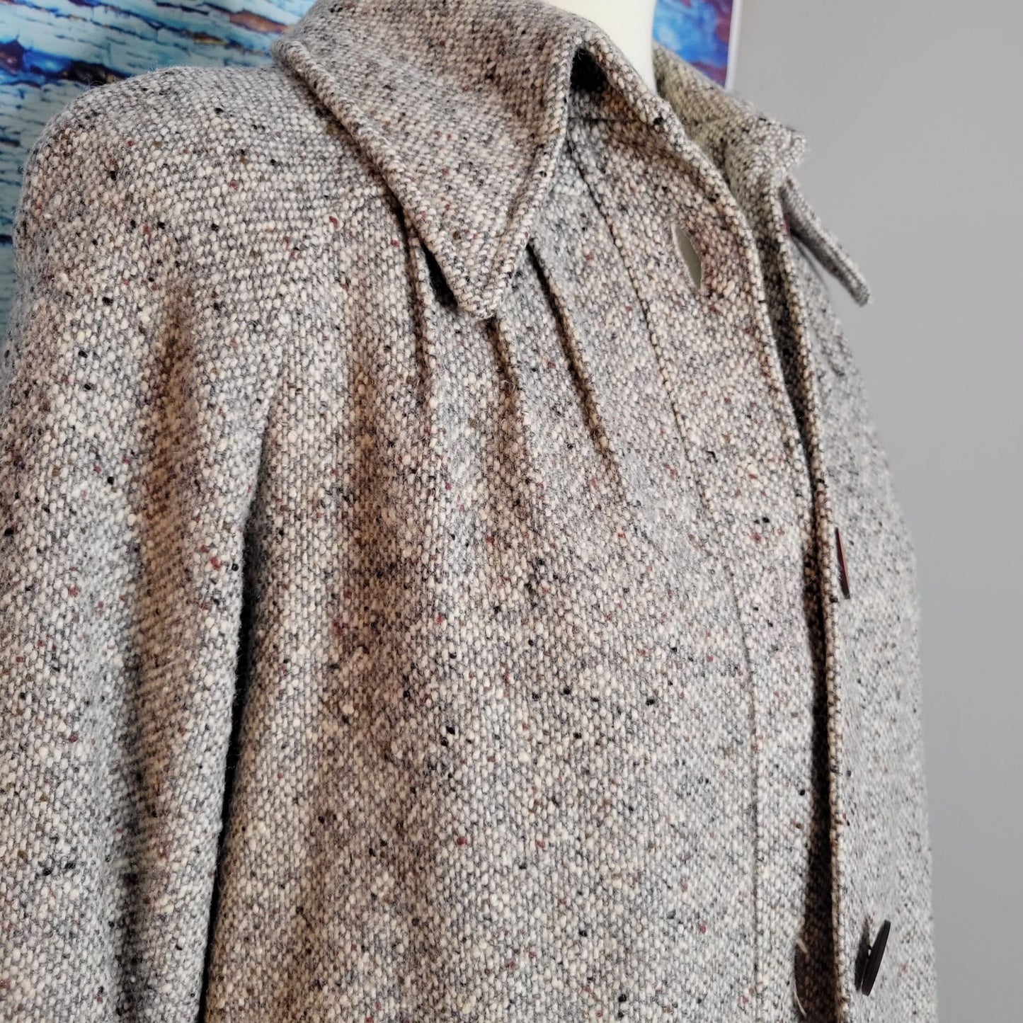 Light Brown Long Tweed Winter Coat