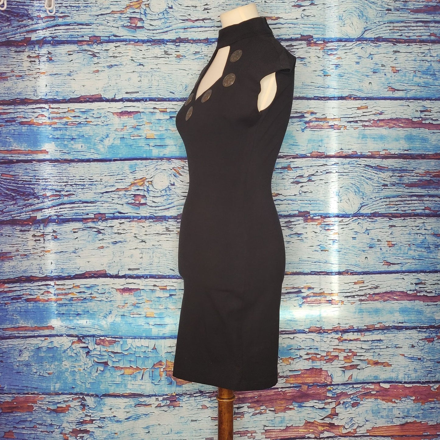 VTG 90's Black Sheath Dress w/ Cutout Chest