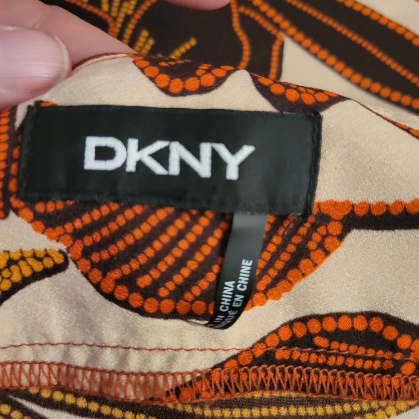 Pretty Tan Foliage Design DKNY Dress