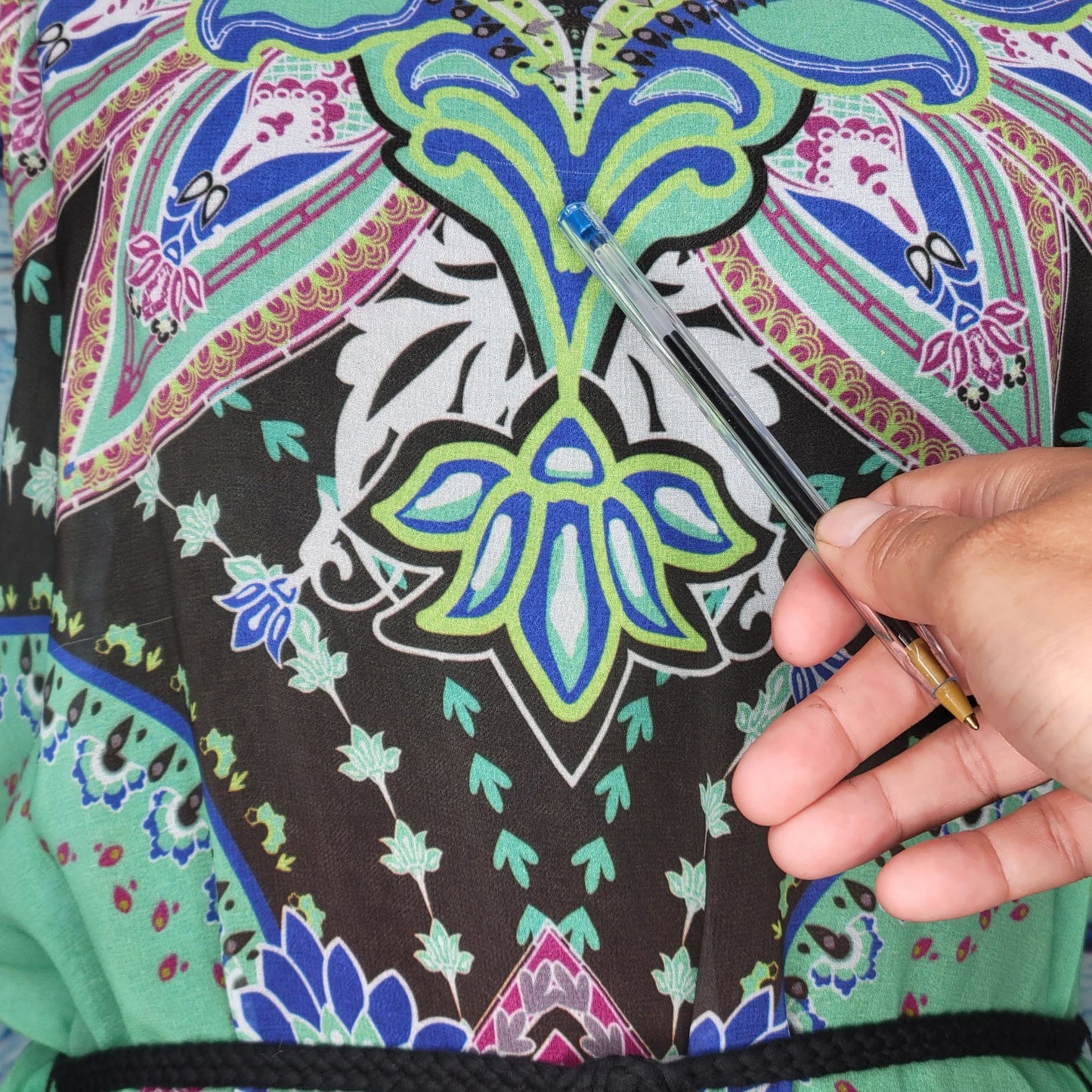 Green Dragon Floral/Abstract Boho Maxi Dress Size SM