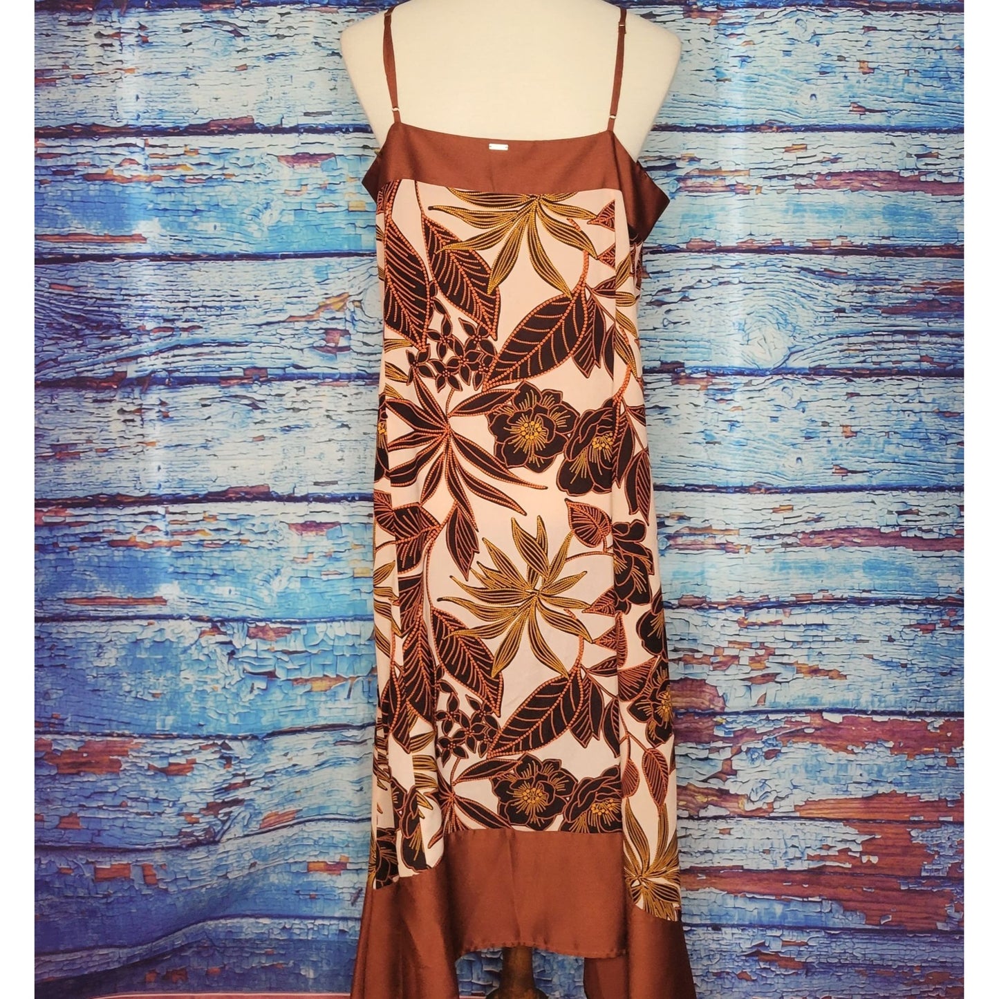 Pretty Tan Foliage Design DKNY Dress