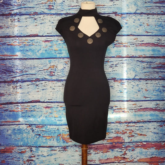 VTG 90's Black Sheath Dress w/ Cutout Chest