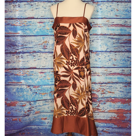 Pretty Tan Foliage Design DKNY Dress