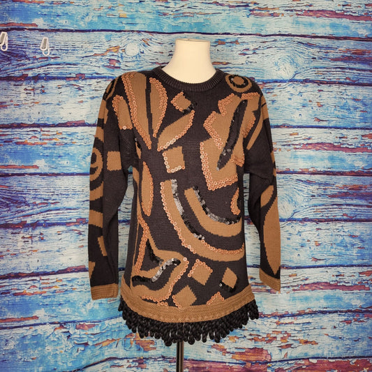 Vintage I.B. Diffusion Sequin & Button Embellished Sweater