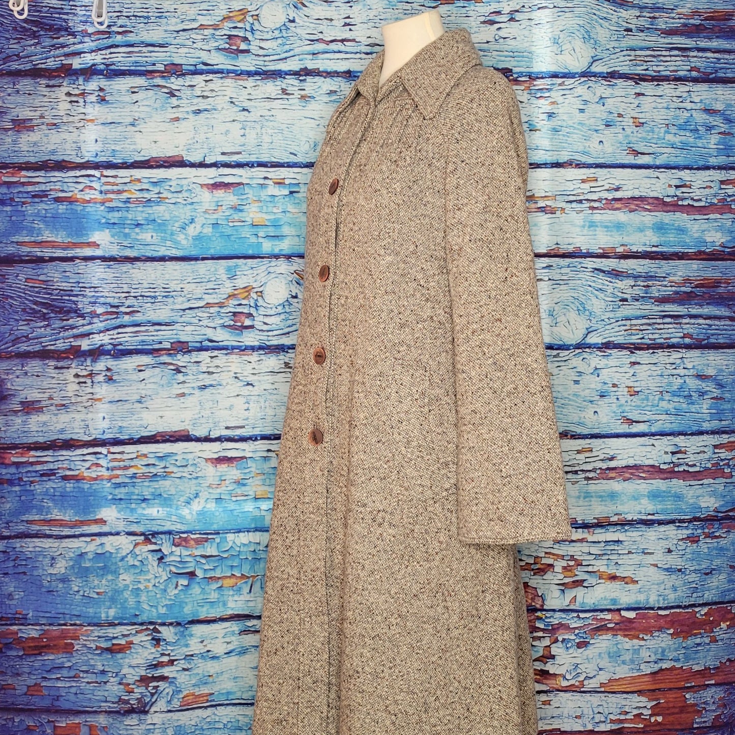 Light Brown Long Tweed Winter Coat