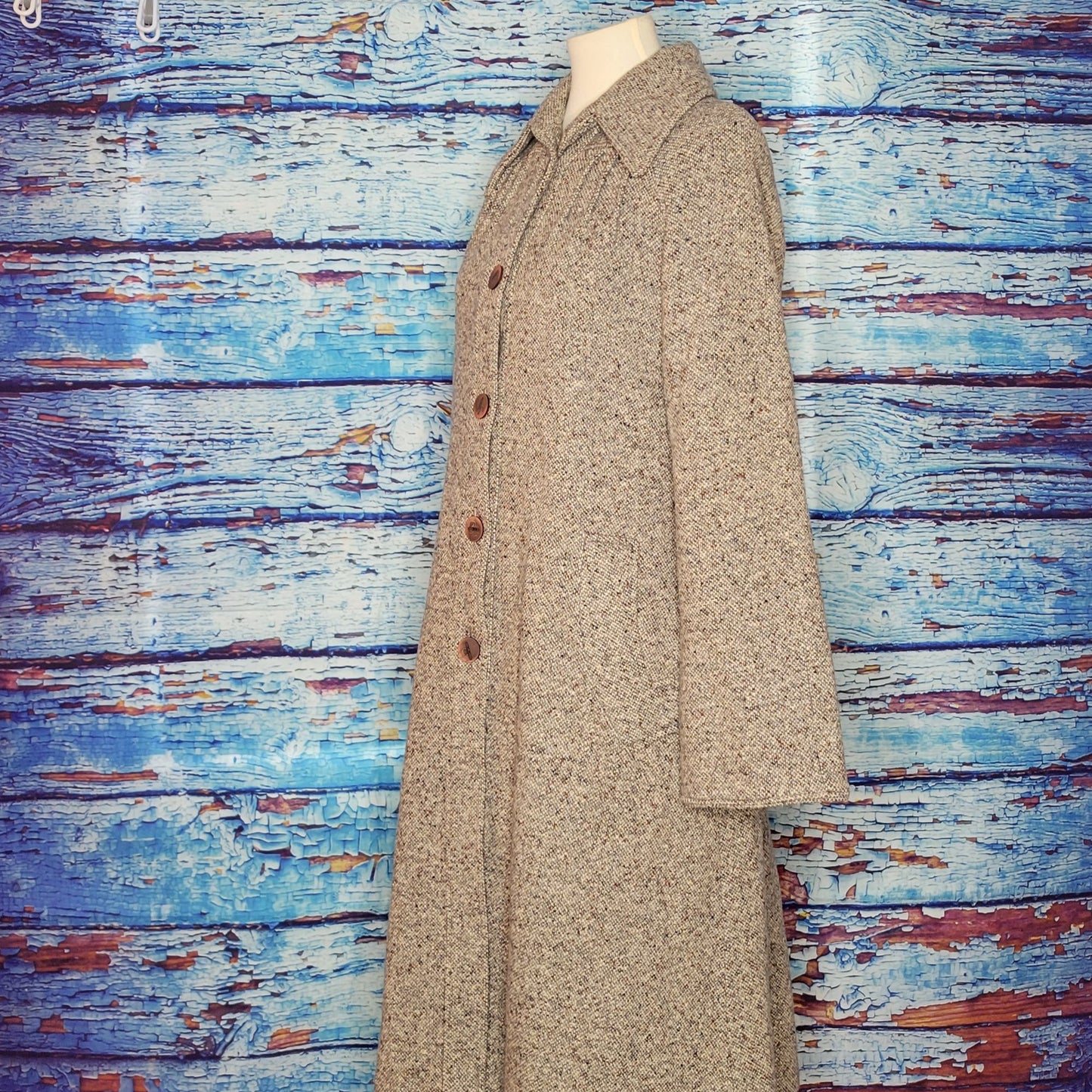 Light Brown Long Tweed Winter Coat
