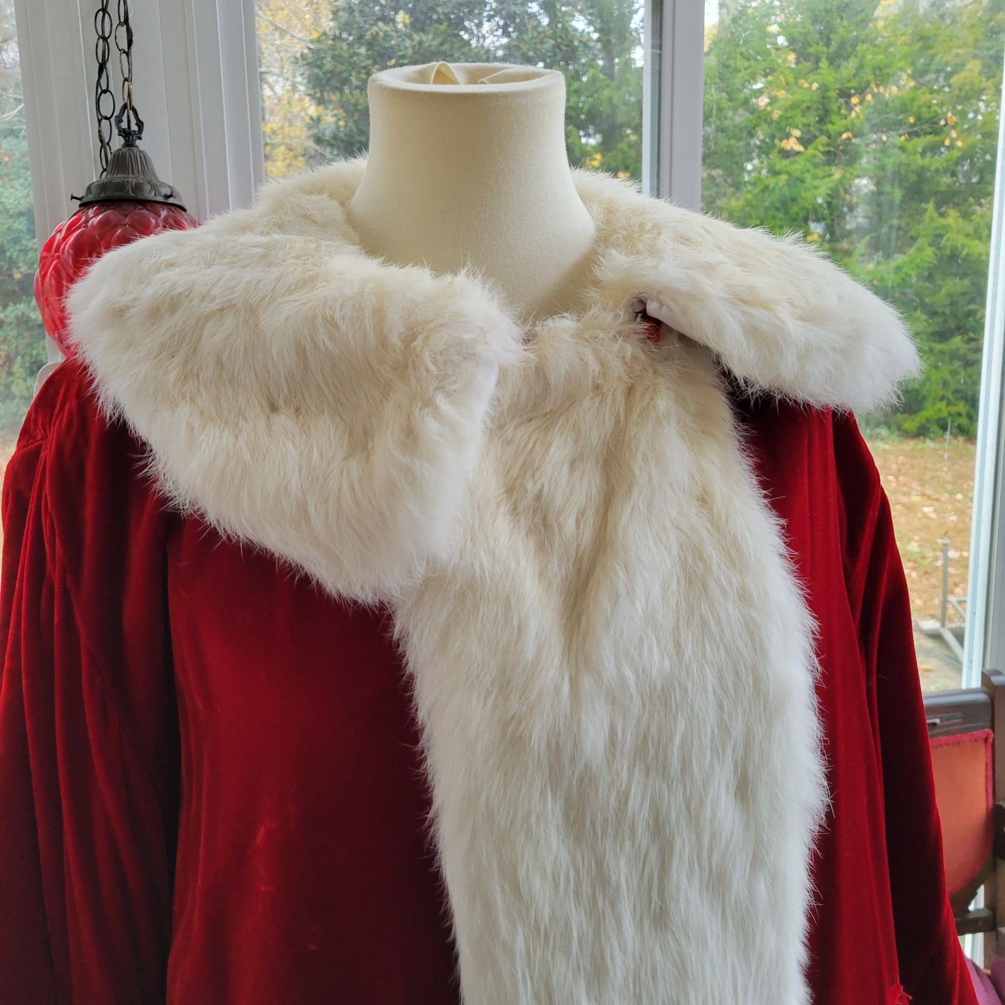 Deep Red Velvet & White Rabbit Fur Santa Suit