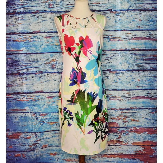 Ellen Tracy Floral Sheath Cocktail Dress