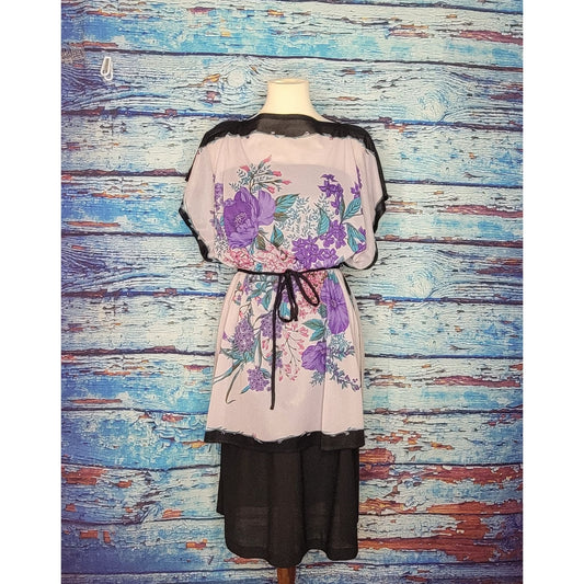 Vintage 60's/70's  Floral Polyester Sheath Dress Size 7